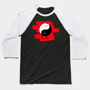 Yin and Yang Cat Couple Baseball T-Shirt